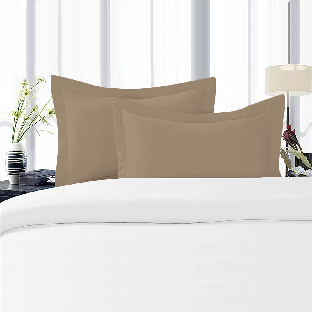 Taupe Pillow Shams Solid Bliss Sateen