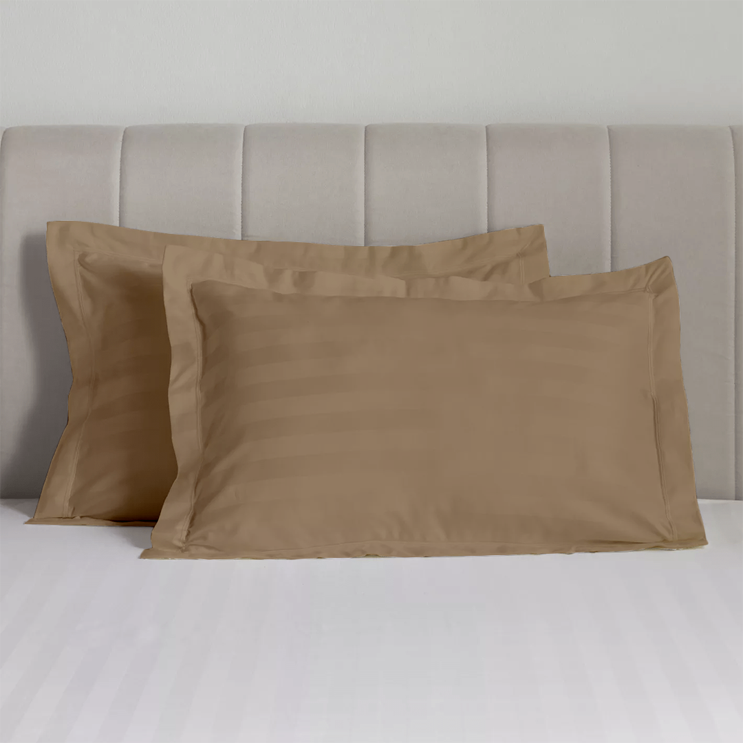 Taupe Stripe Pillow Shams Comfy Sateen