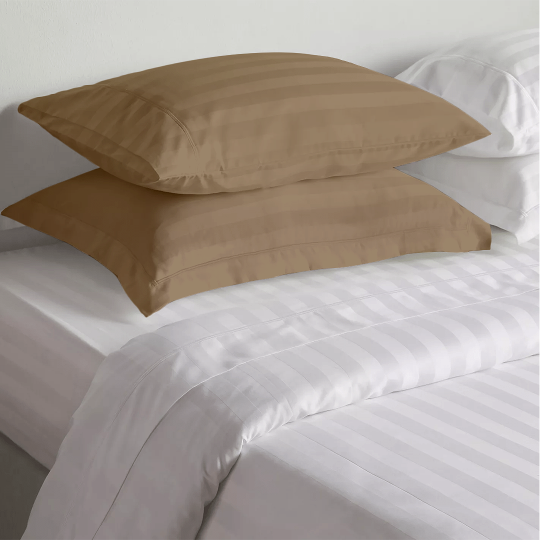 Taupe Stripe Pillow Shams Comfy Sateen