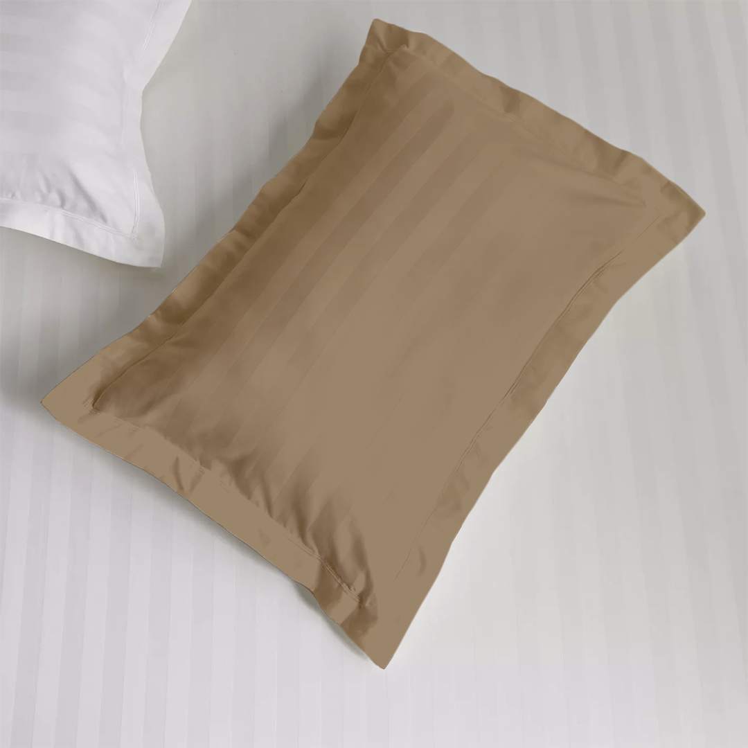 Taupe Stripe Pillow Shams Comfy Sateen