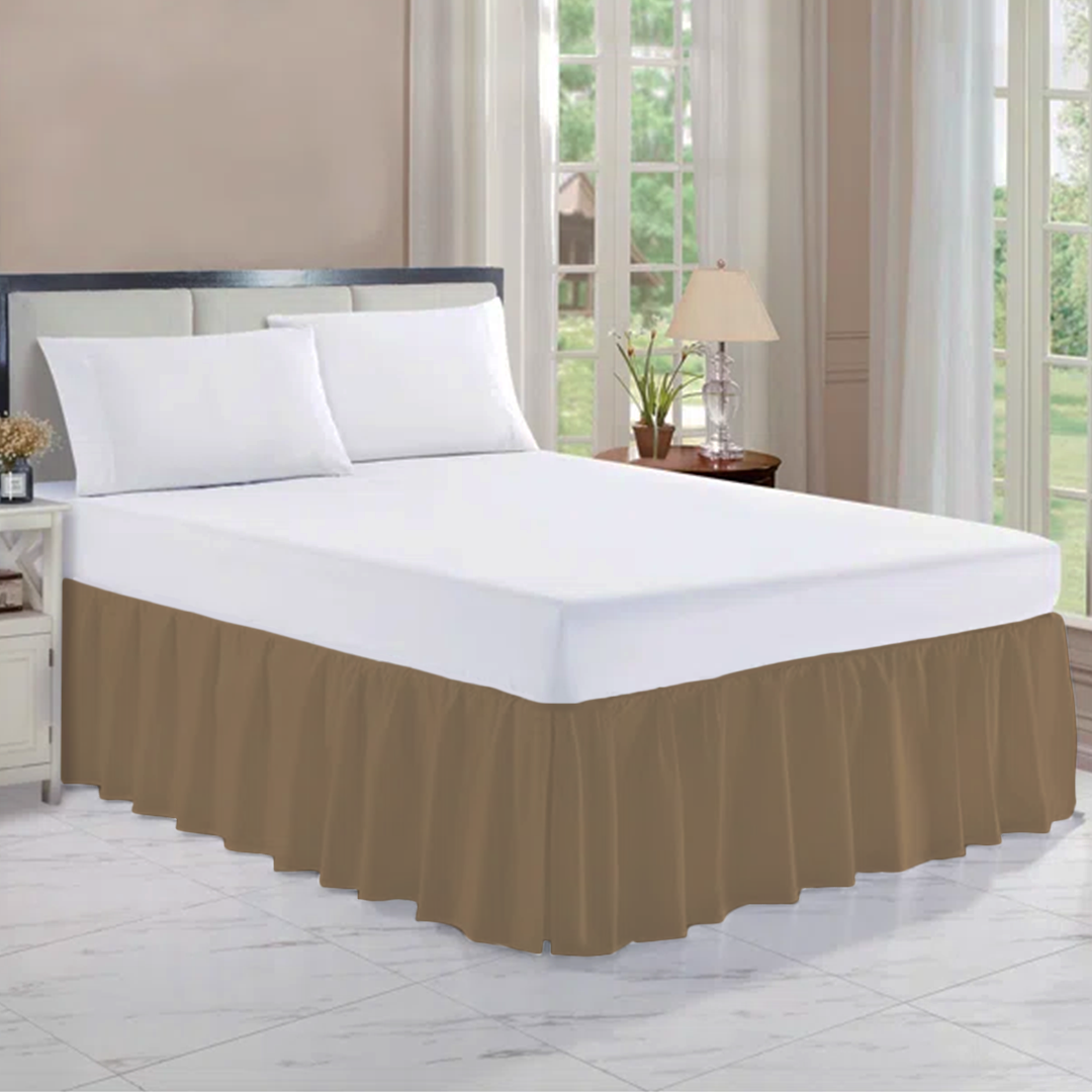 Taupe Gathered Bed Skirt Solid Bliss