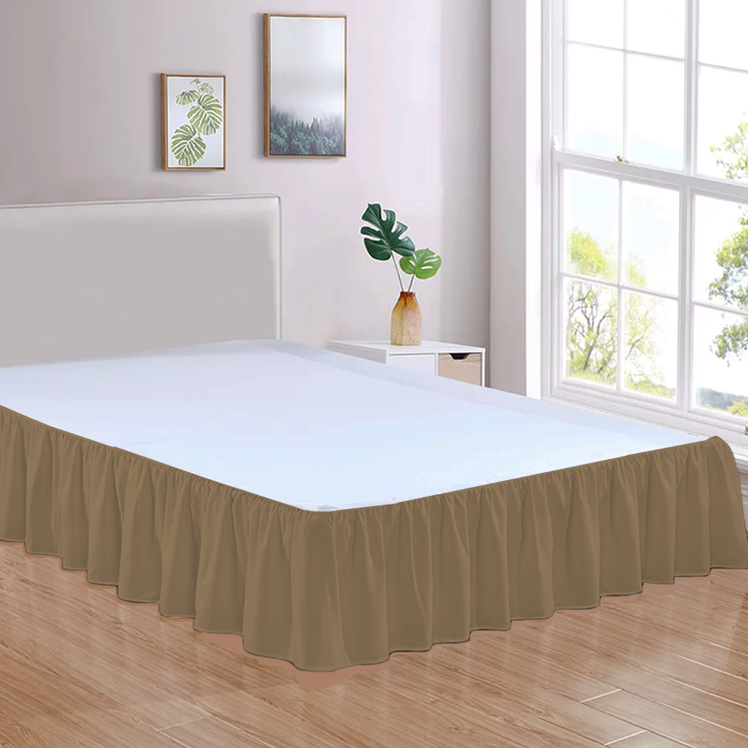 Taupe Gathered Bed Skirt Solid Bliss