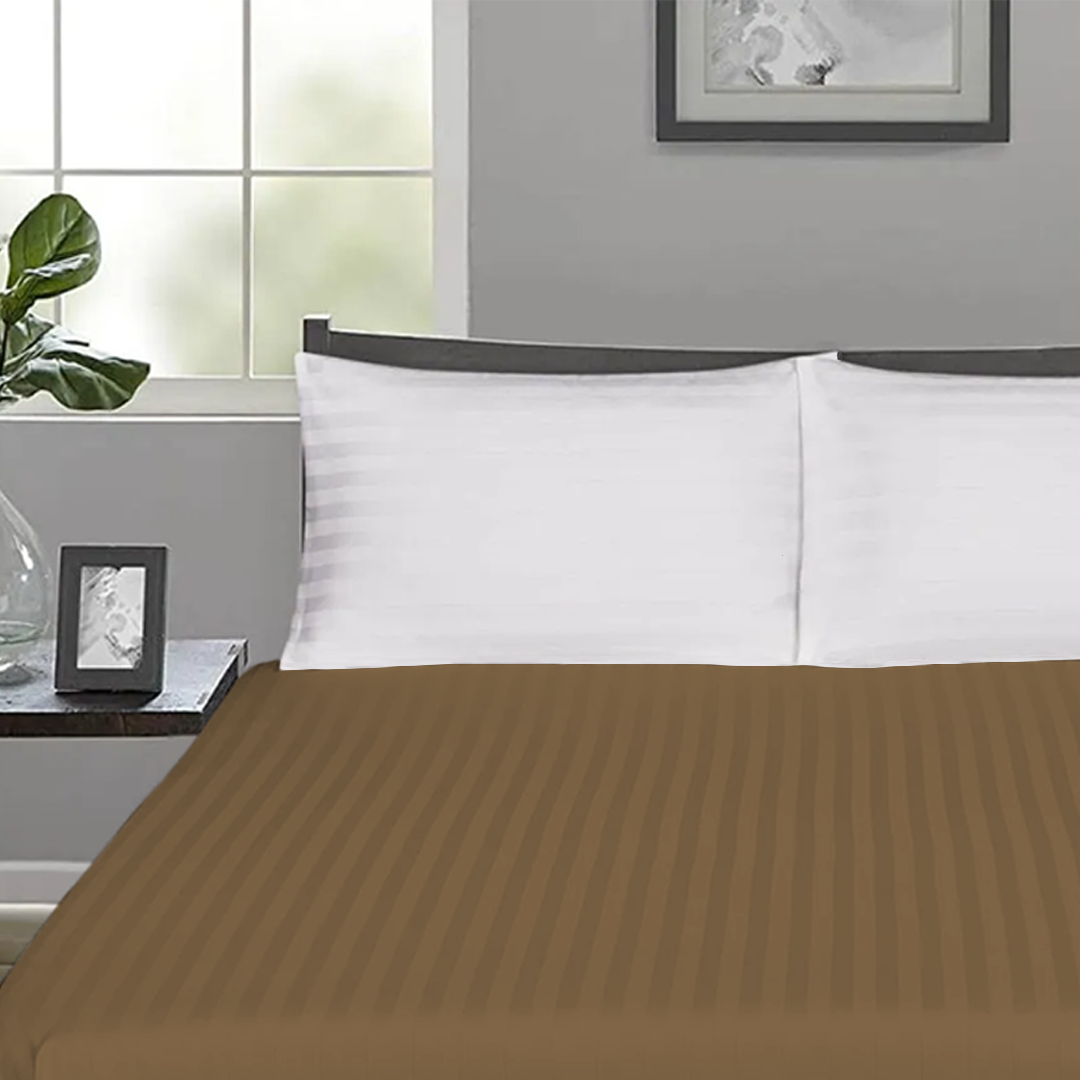 Taupe Stripe Fitted Sheet Comfy Sateen