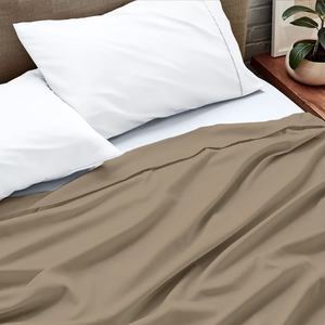 Taupe Flat Sheet Solid Comfy Sateen