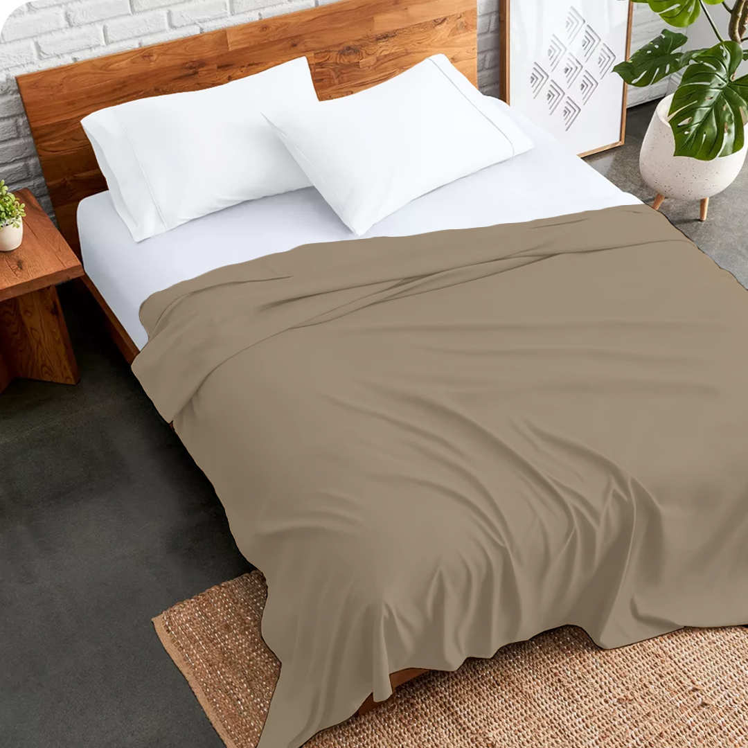 Taupe Flat Sheet Solid Bliss Sateen