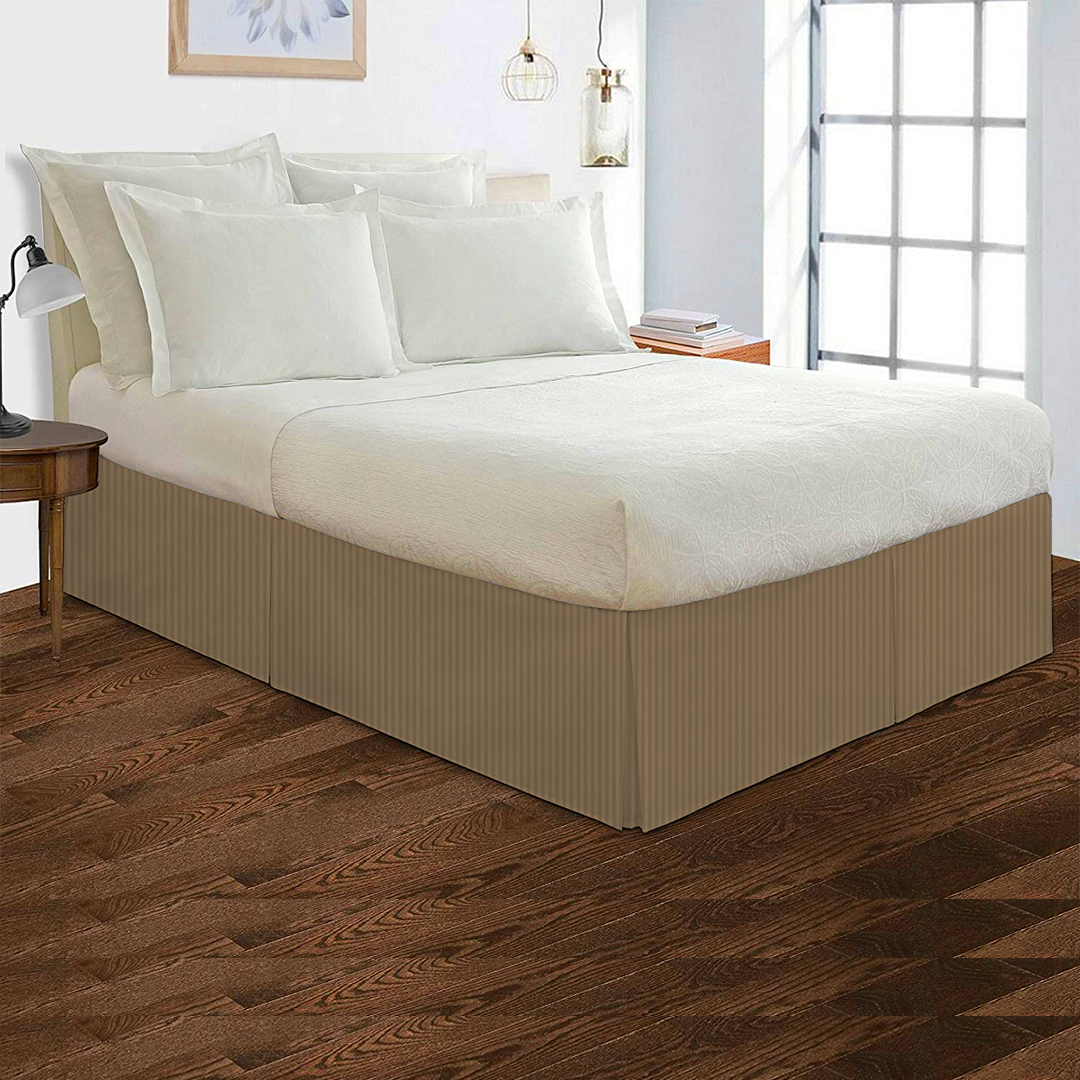 Taupe Stripe Bed Skirt Comfy Sateen