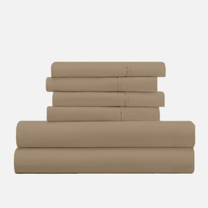 Taupe Sheet Set with Extra Pillowcase Comfy Solid Sateen