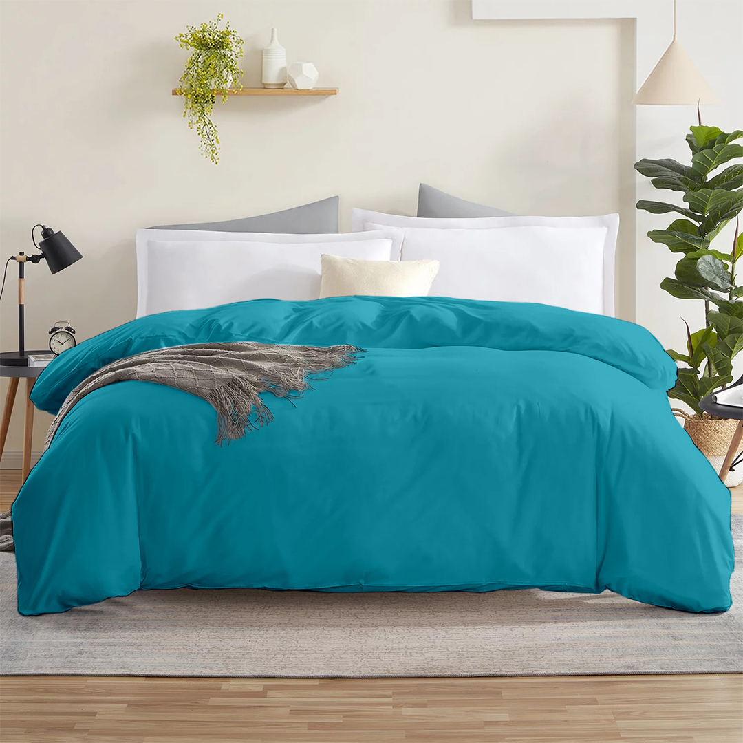 Turquoise Duvet Cover Solid Comfy Sateen