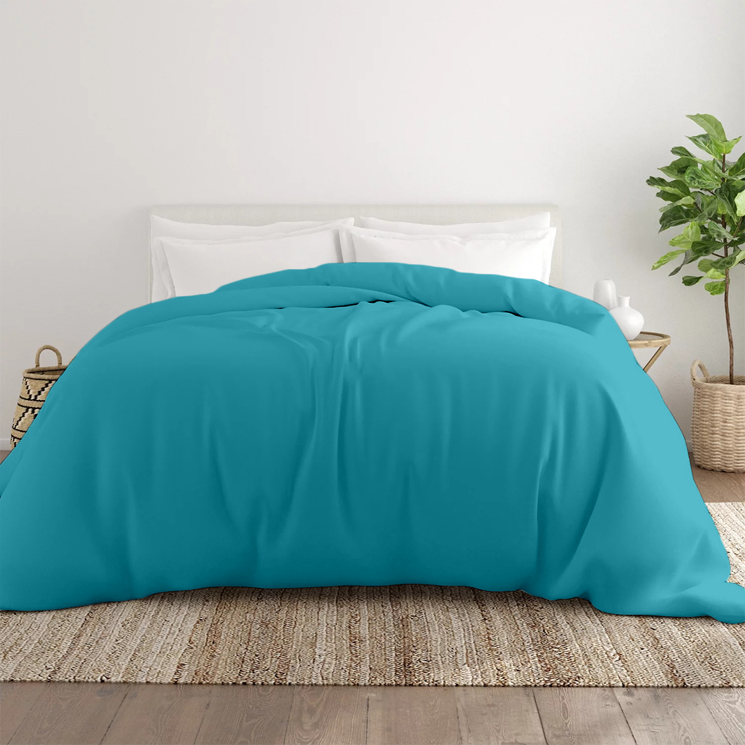 Turquoise Duvet Cover Solid Comfy Sateen