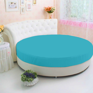 Turquoise Round Fitted Sheet Comfy Solid Sateen