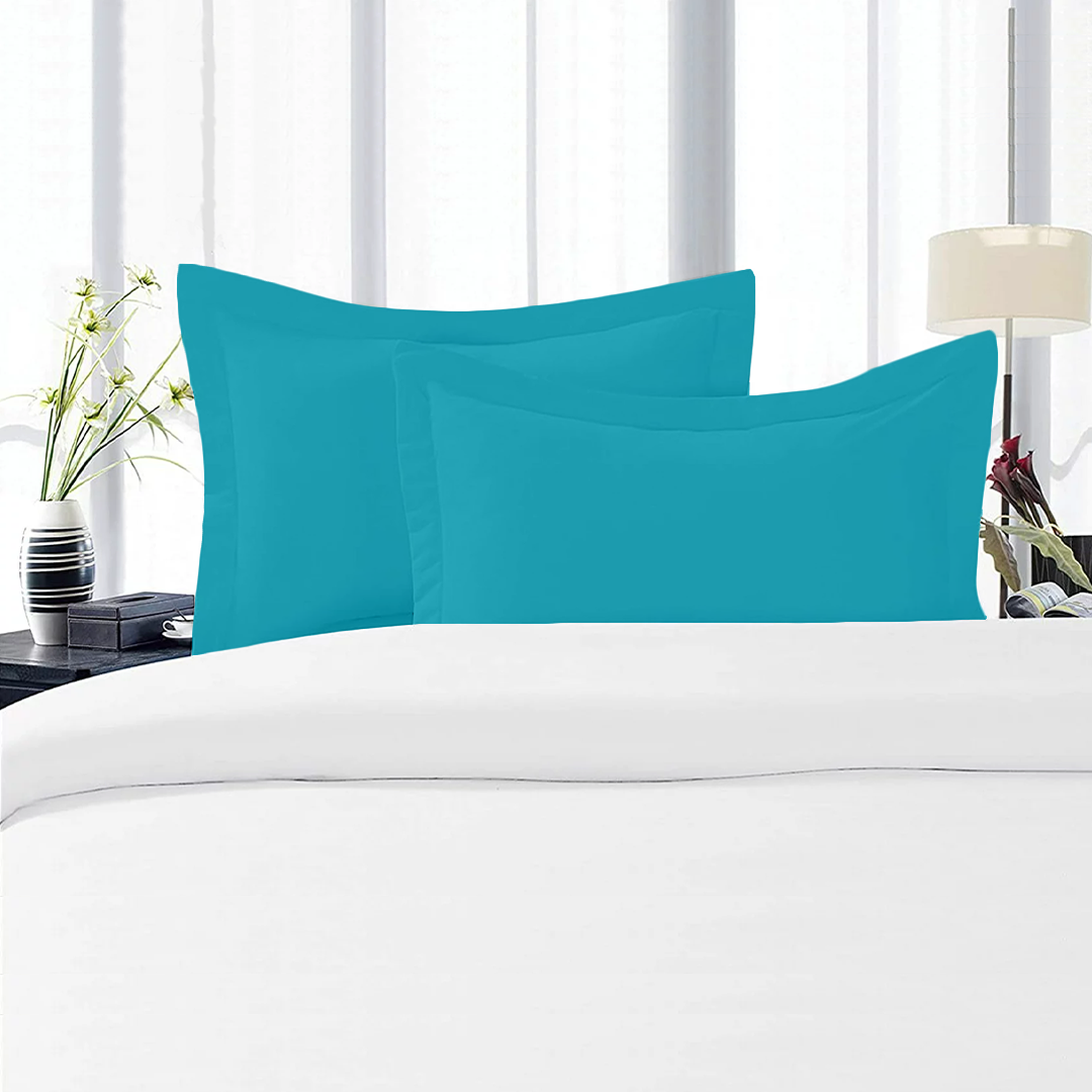 Turquoise Pillow Shams Solid Comfy Sateen