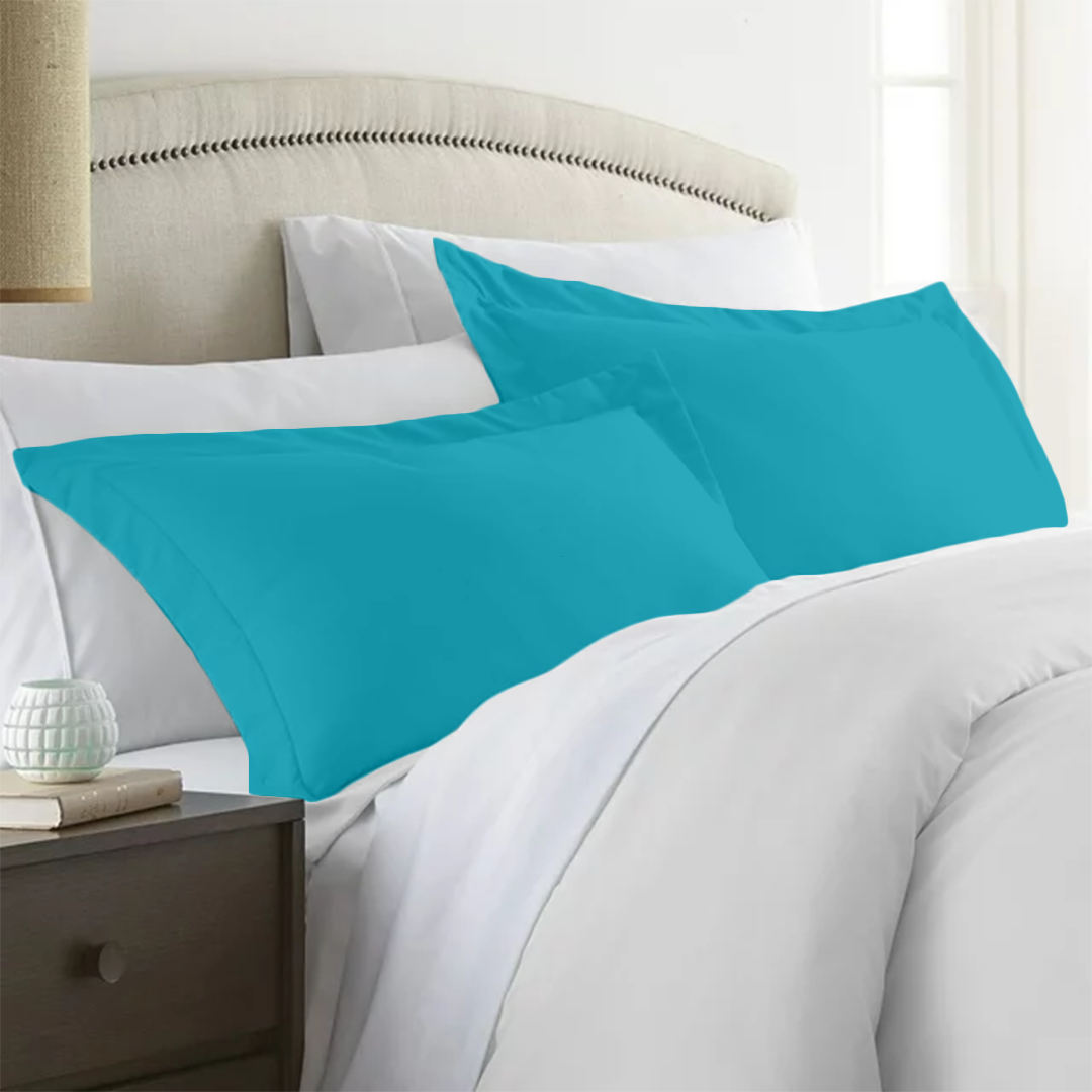 Turquoise Pillow Shams Solid Comfy Sateen