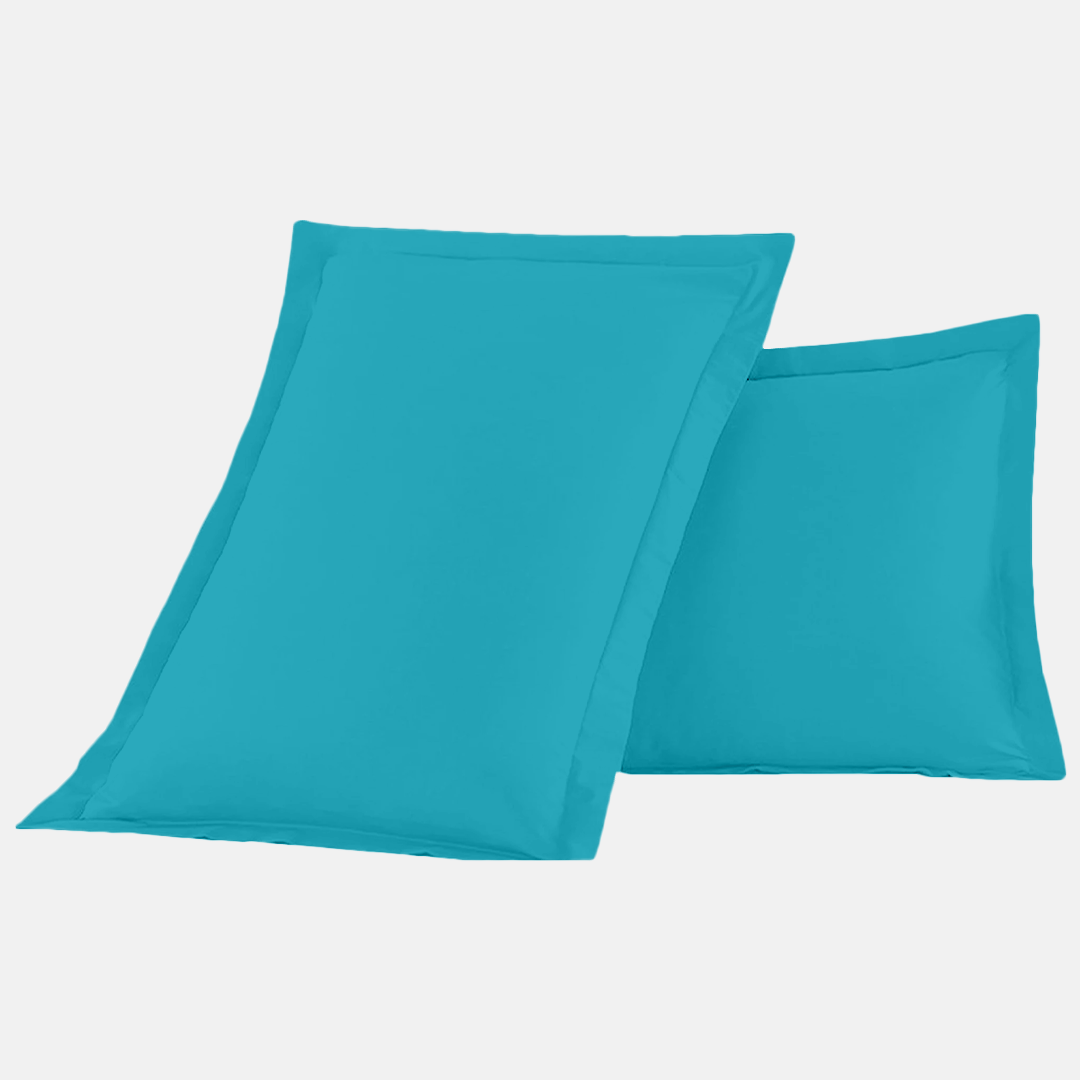 Turquoise Pillow Shams Solid Comfy Sateen