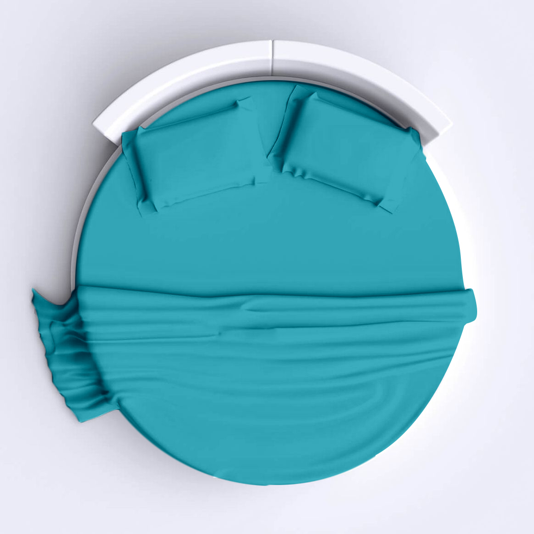 Turquoise Round Bed Sheets Set comfy Solid Sateen