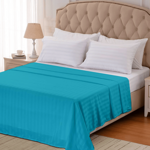 Turquoise Stripe Flat Sheet Comfy Sateen