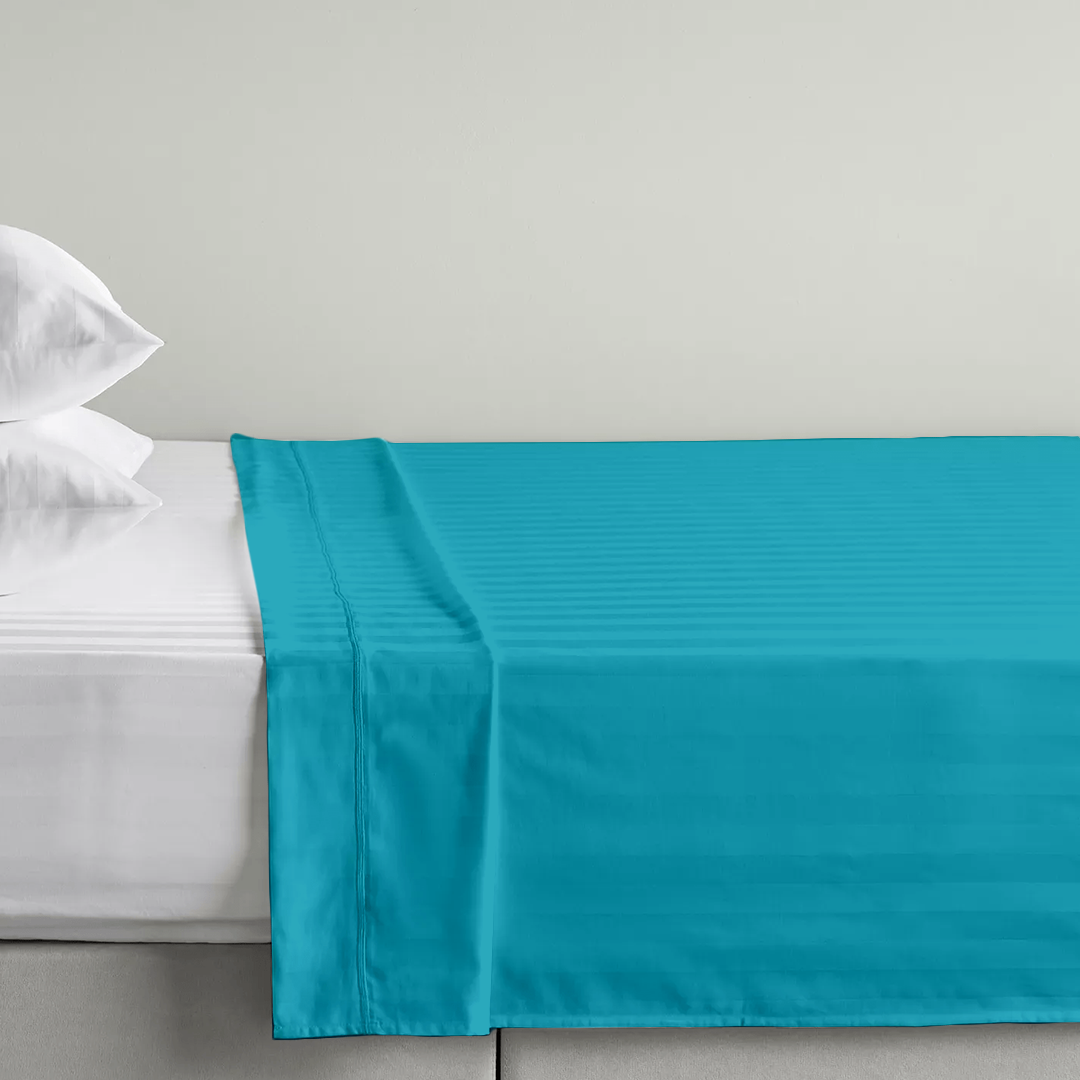 Turquoise Stripe Flat Sheet Comfy Sateen