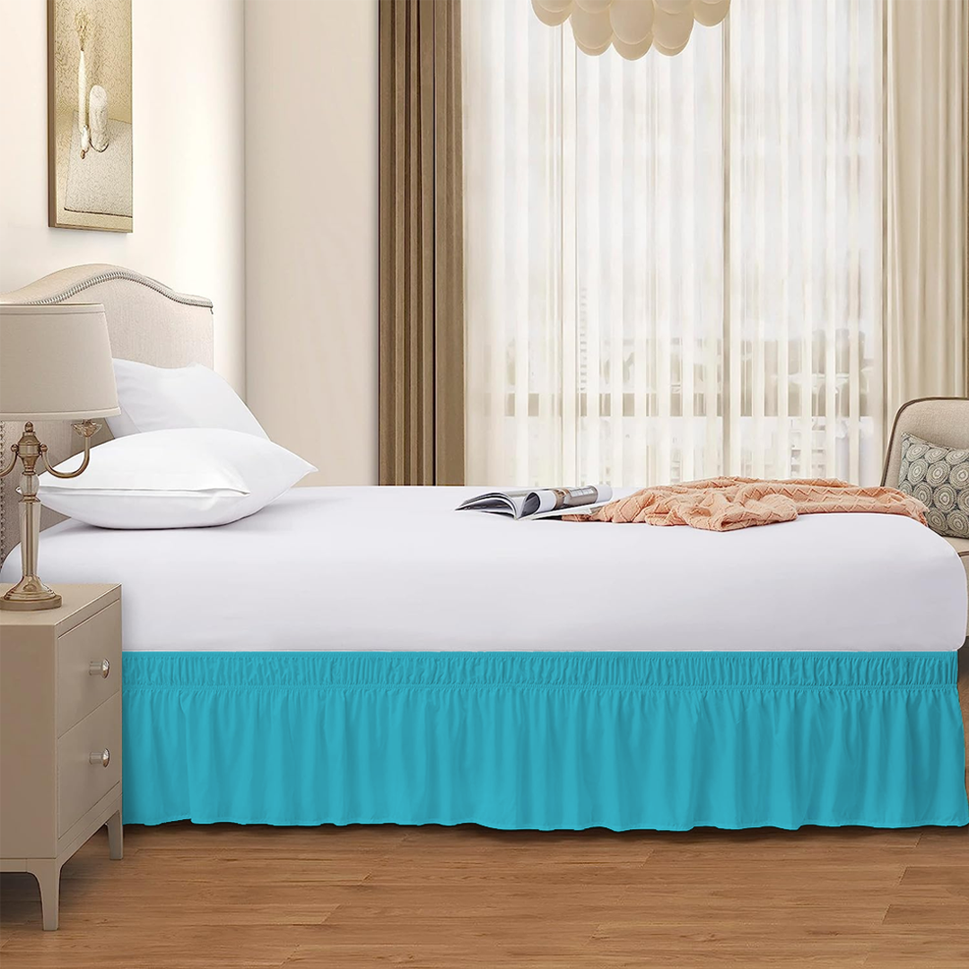 Turquoise Wrap Around Bed Skirt Comfy Sateen