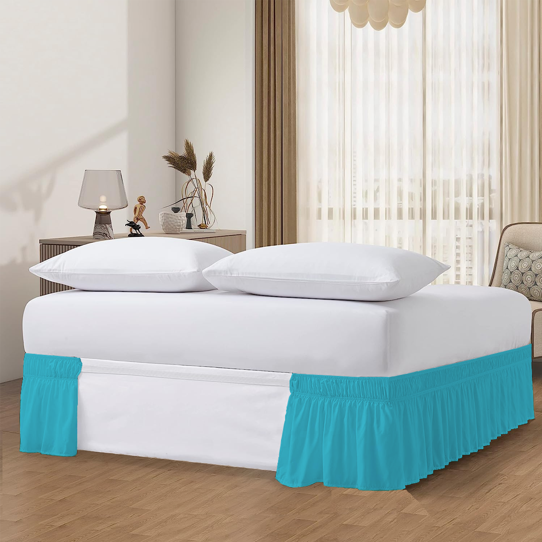 Turquoise Wrap Around Bed Skirt Comfy Sateen