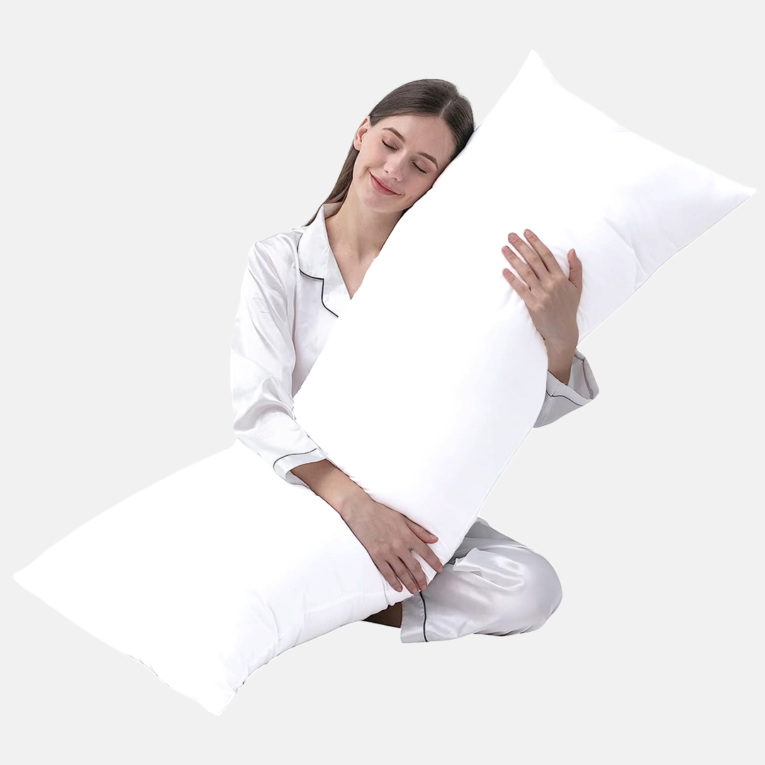 White Body Pillow Cover Solid Bliss Sateen