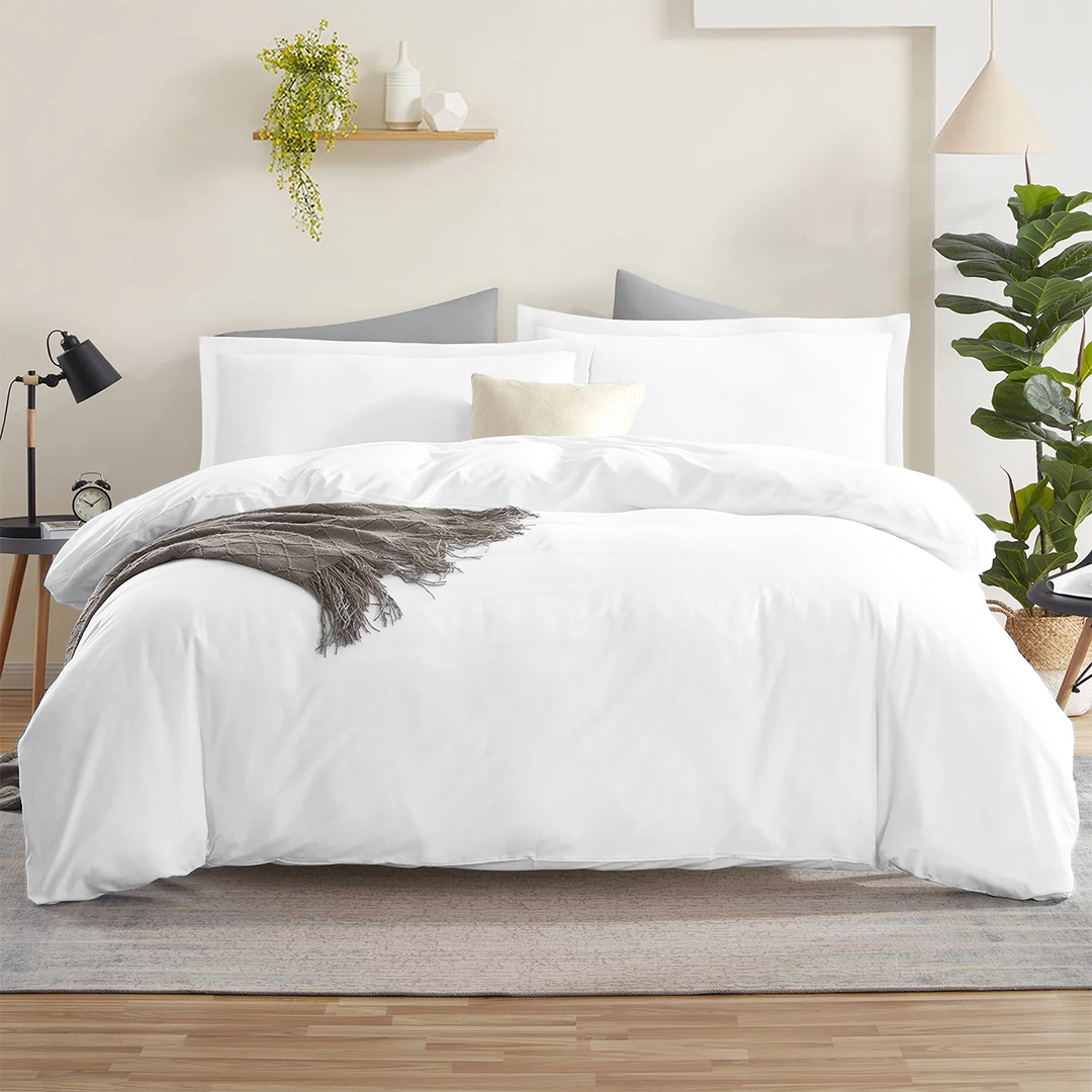 White Duvet Cover Set Solid Comfy Sateen