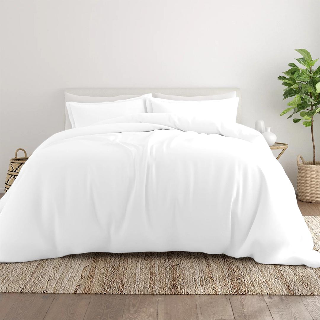 White Duvet Cover Set Solid Comfy Sateen