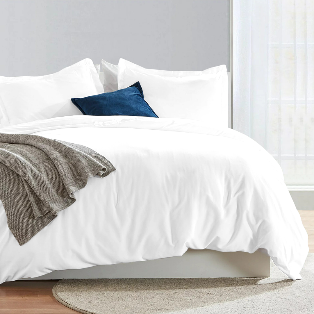 White Duvet Cover Set Solid Comfy Sateen