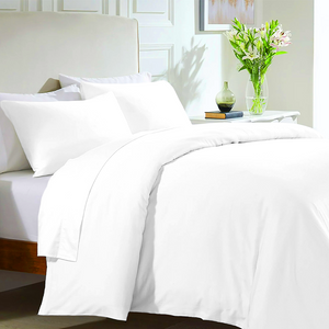 White Duvet Set with Flat Sheet Bliss Solid Sateen