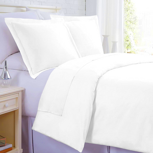 White Duvet Set with Flat Sheet Bliss Solid Sateen