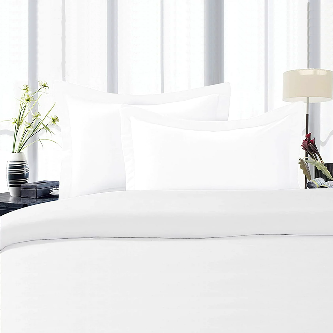 White Pillow Shams Solid Comfy Sateen