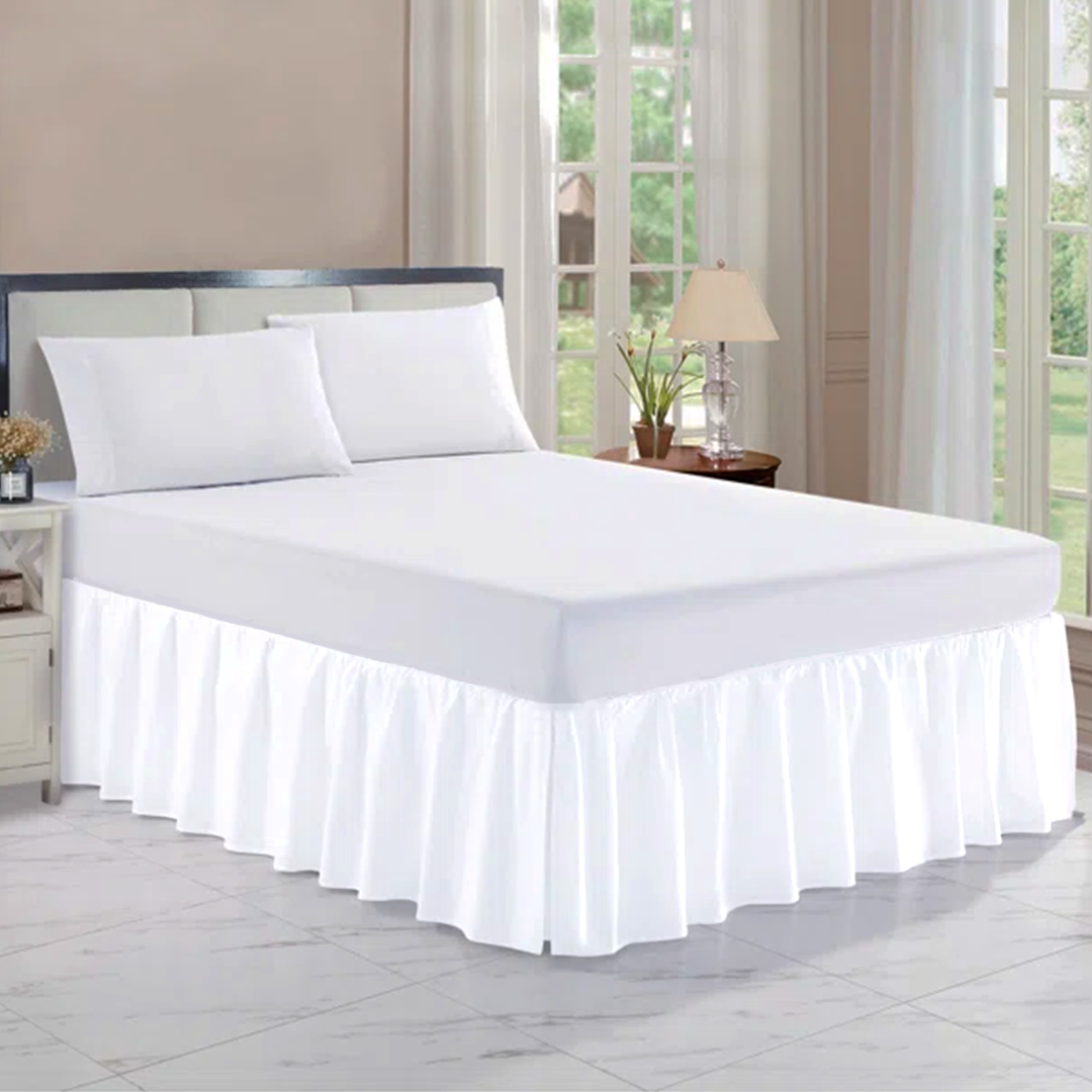 White Gathered Bed Skirt Bliss Solid