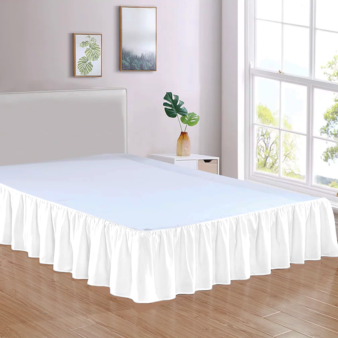 White Gathered Bed Skirt Bliss Solid