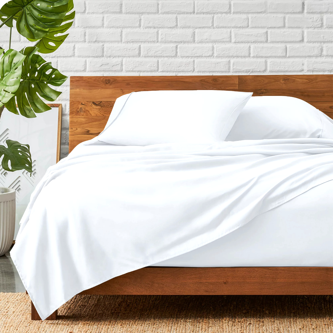 White Cotton Sheet Set Solid Comfy Sateen