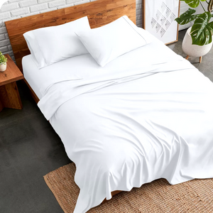 White Cotton Sheet Set Solid Comfy Sateen