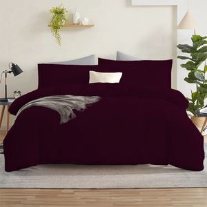 Wine Duvet Cover Set Comfy Solid Sateen