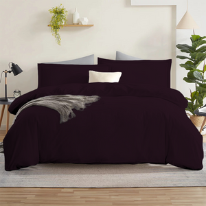 Wine Duvet Cover Set Comfy Solid Sateen