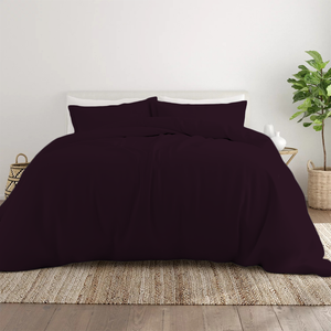 Wine Duvet Cover Set Comfy Solid Sateen