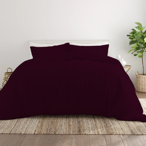 Wine Duvet Cover Set Comfy Solid Sateen