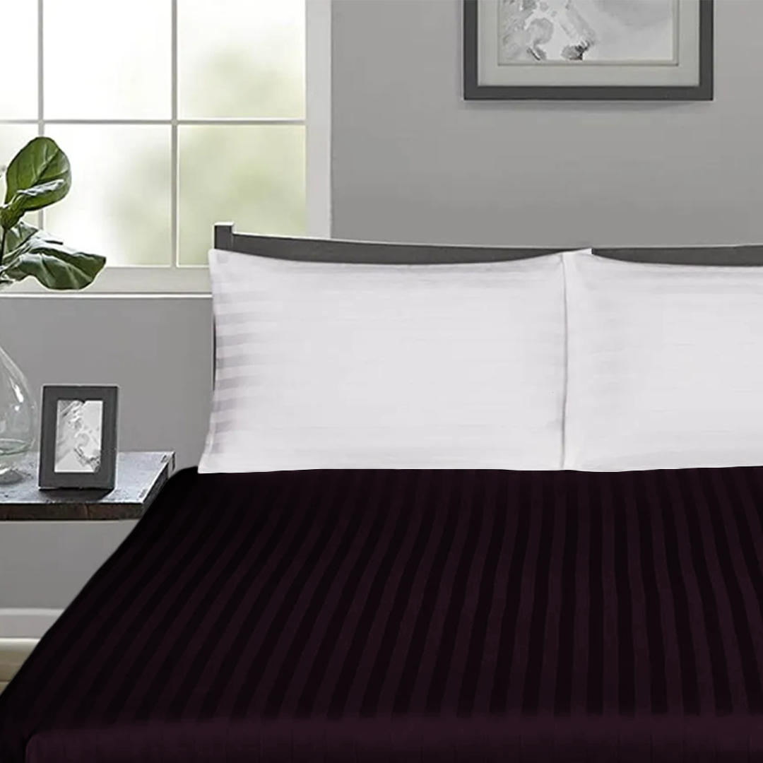 Wine Stripe Fitted Sheet Comfy Sateen