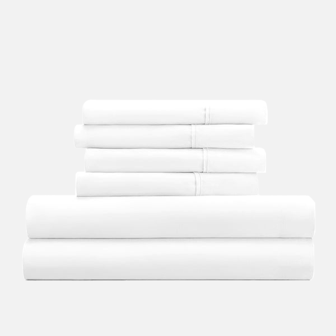 White Sheet Set with Extra Pillowcase Comfy Solid Sateen