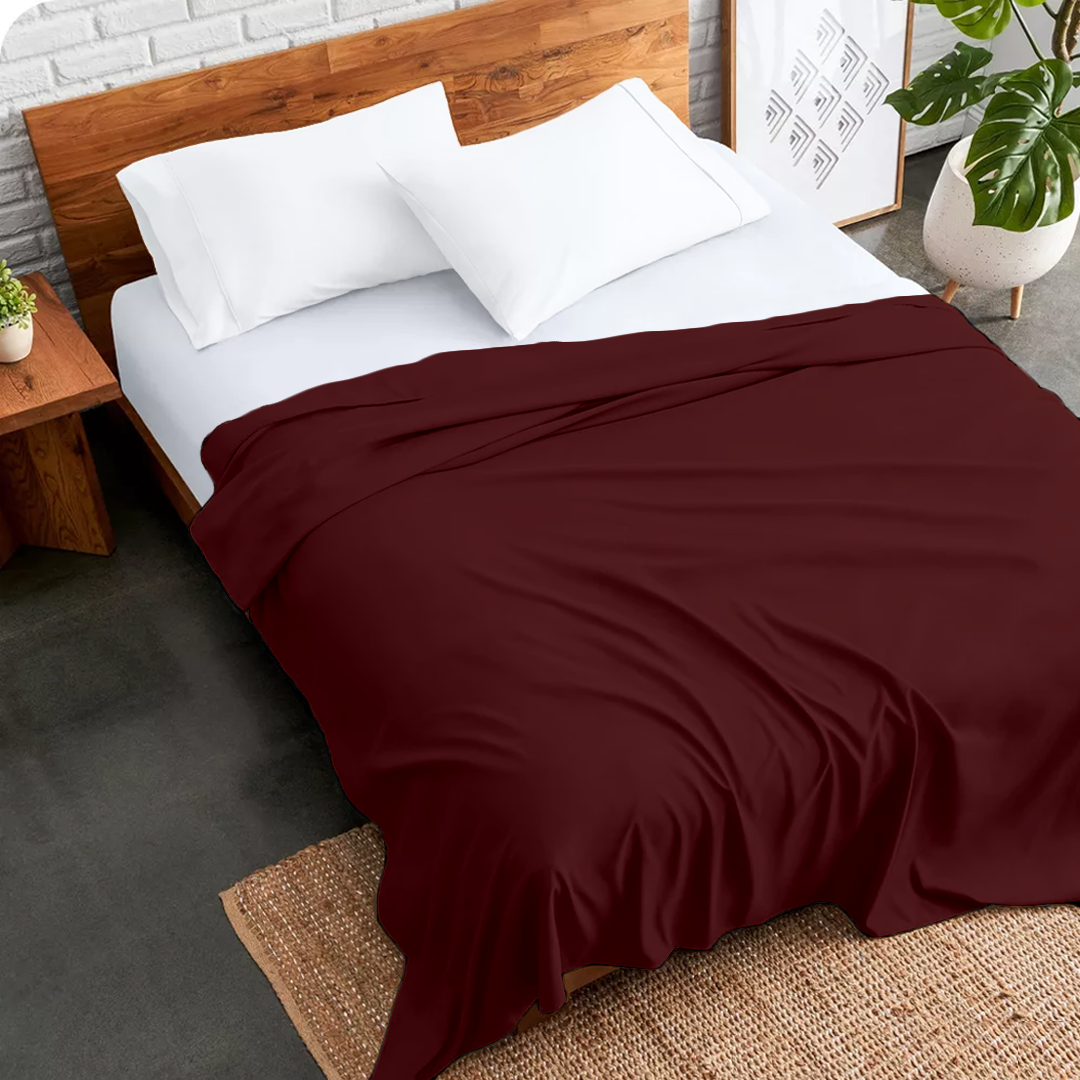 Burgundy Flat Sheet Solid Comfy Sateen