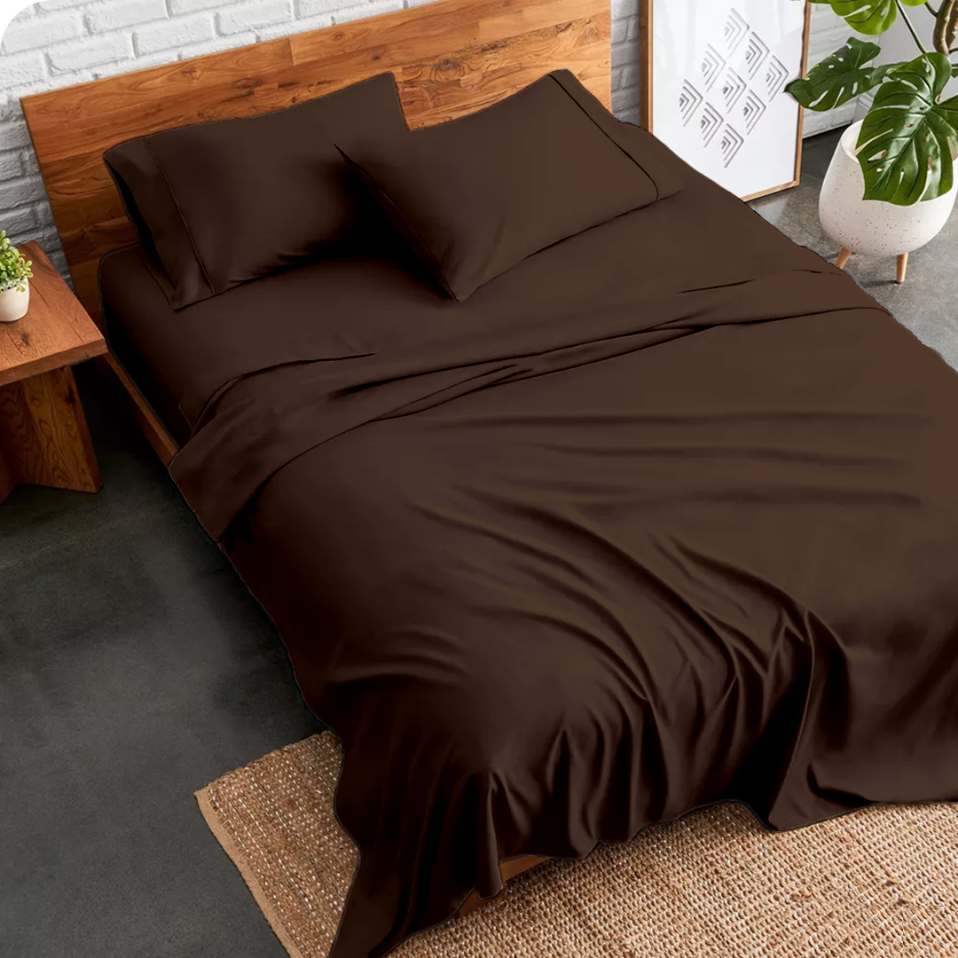 Chocolate Sheet Set Comfy Solid Sateen