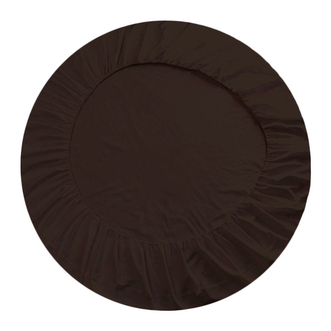 Chocolate Round Fitted Sheet Only Solid Bliss Sateen