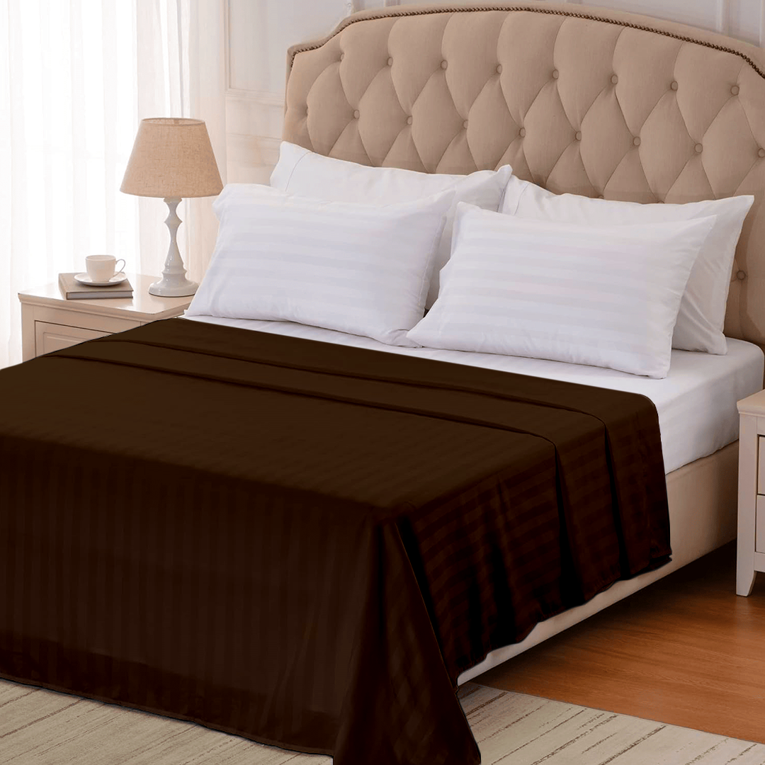 Chocolate Stripe Flat Sheet Comfy Sateen