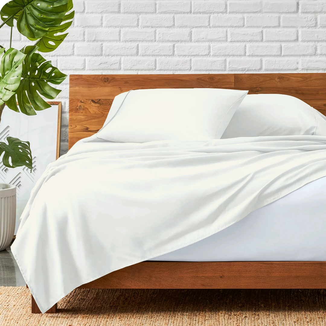 Ivory Flat Sheet with Pillowcase Bliss Solid Sateen