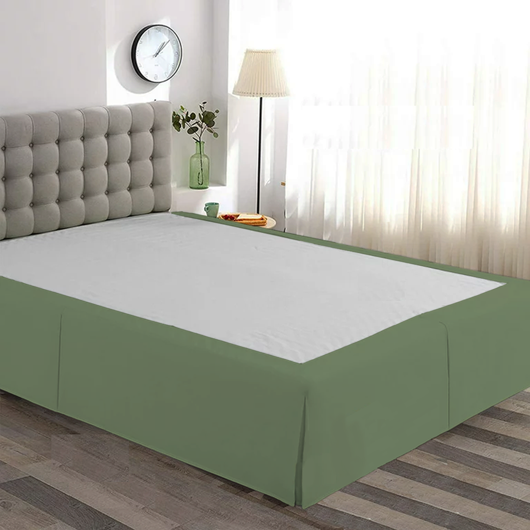 Moss Green Bed Skirt Solid Comfy Sateen