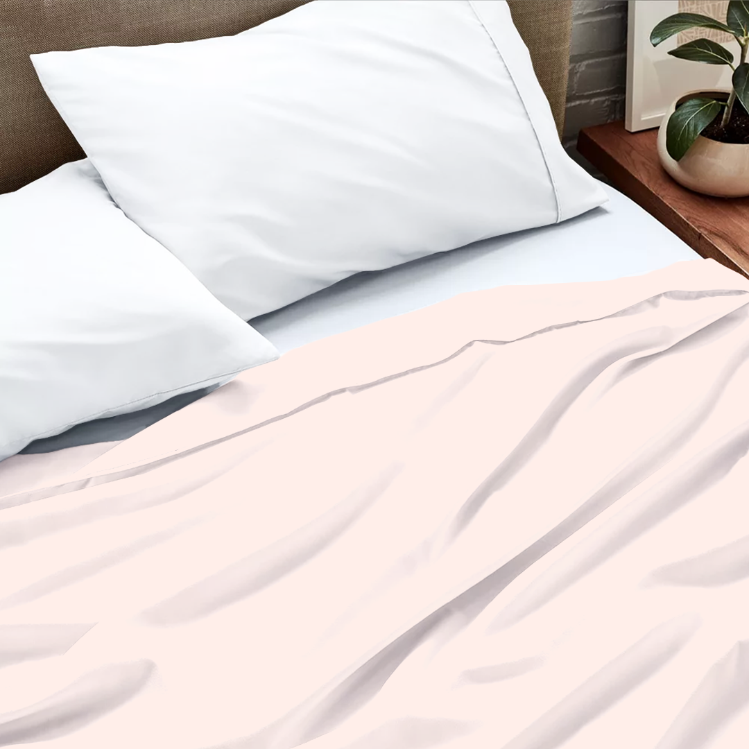 Peach Flat Sheet Solid Comfy Sateen