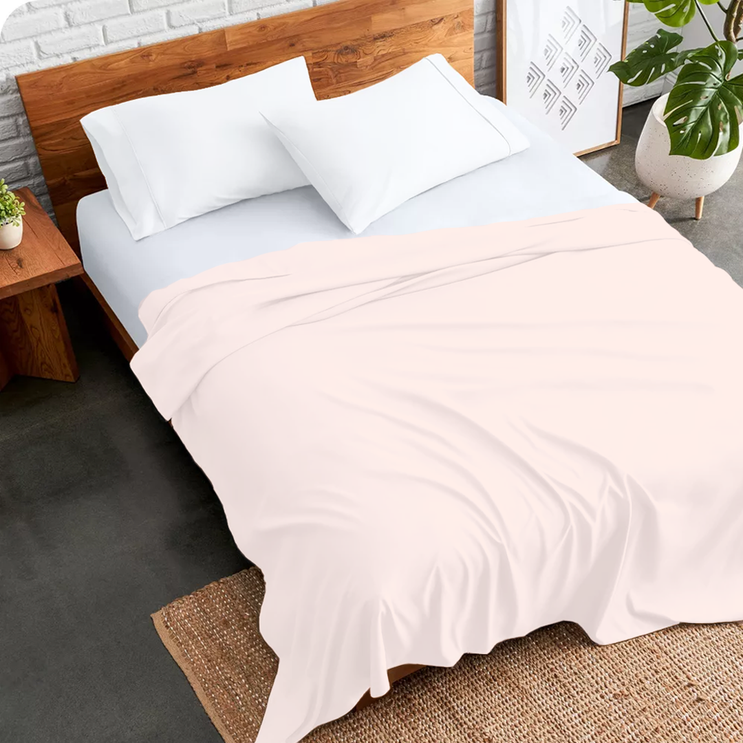 Peach Flat Sheet Solid Comfy Sateen