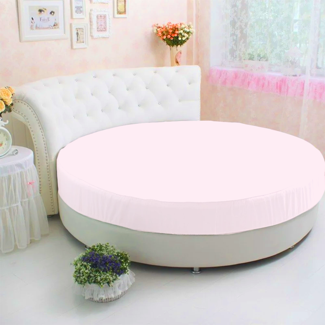 Pink Round Fitted Sheet Only Comfy Solid Sateen