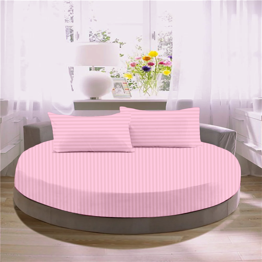 Pink Round Stripe Sheet Set Comfy Sateen