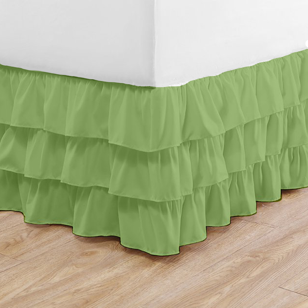 Sage Multi Ruffle Bed skirt Bliss Solid